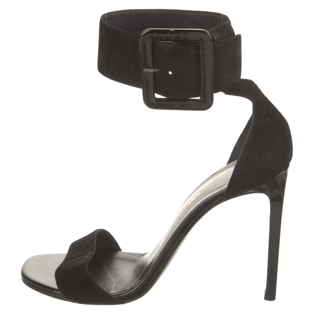 Saint Laurent Black Suede Stiletto Sandals